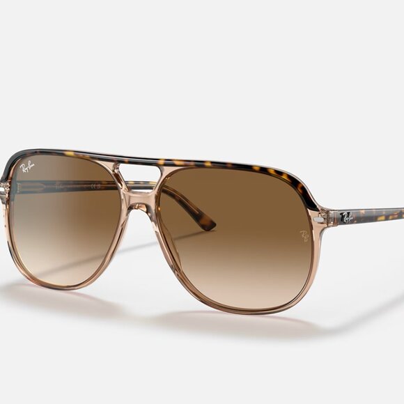 NWT Ray-Ban BILL Sunglasses Polished Havana On Transparent Brown Polarized - Picture 1 of 6